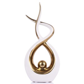 PlivBloom Gold Modern Sculpture Table Decorations, Ceramic Knick Knacks Statues for Living Room Decor, Tv Stand and Desk Decor, Suitable for Coffee Tables and Shelf Decorations, Great Gift Idea