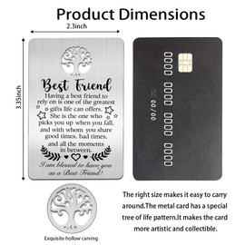 Mhfpl To My Best Friend Wallet Card, Engraved Metal Wallet Insert Card for Best Friend, Friendship Gifts for BFF, Female Friendship Gifts for Besties- I Am Blessed To Have You As a Best Friend