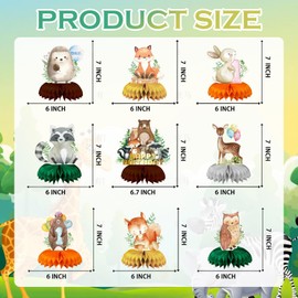 Oiuyamn 9 Pcs Woodland Animals Party Honeycomb Centerpieces, 3D Jungle Animal Table Topper Decor, Safari Theme Baby Shower Birthday, Forest Party Decorations