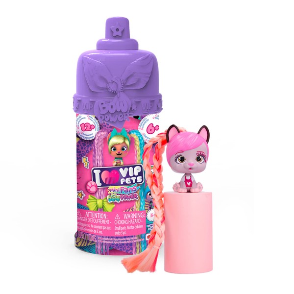 VIP Pets Mini Fans Bow Power S5 | Bambola cane da collezione con un look urbano e capelli lunghi da 20 cm per pettinare o decorare, giocattolo regalo per ragazze +3 anni
