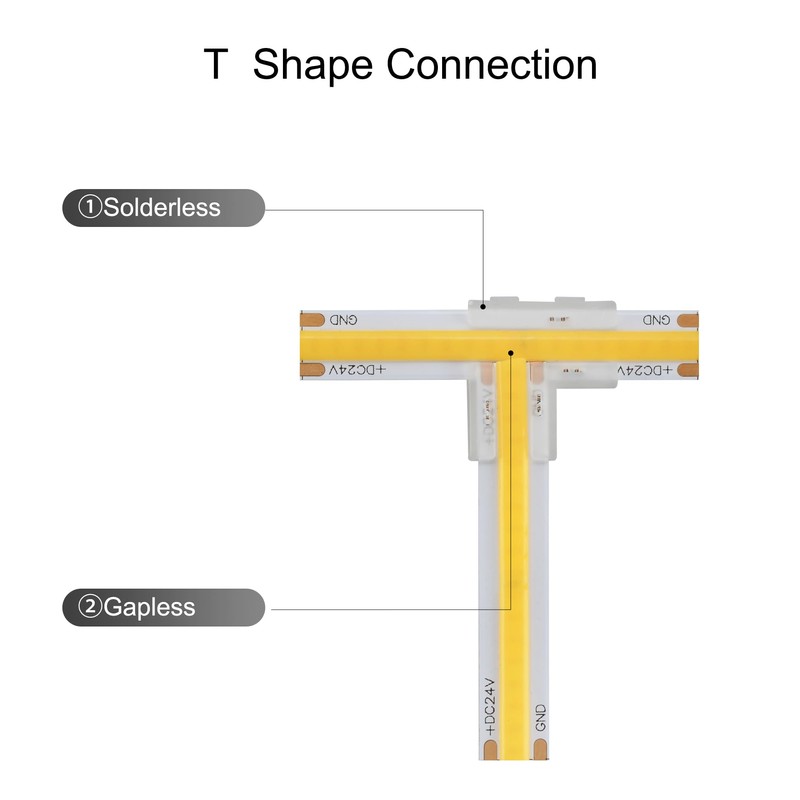 Tatazone 8pcs 2PIN Transparent T Shape COB Connectors for Single