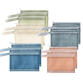 Primst Mesh Zippered Storage Bags, Colored Double-Layer Nylon Pouch Bags for Building Blocks, Bead, Tool, Sewing, Art Crafts, Office Supplies, School Organizing Storage (10,A5-2layers)