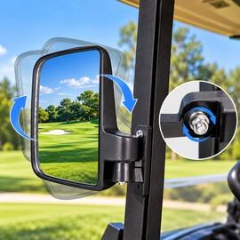 Golf Cart Side Mirrors for Rear Viewing – Adjustable Glass & ABS Mirror Pair for Easier Maneuvering on Golf Cart Paths