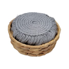 Mokoboho Boho Coaster Set (4 Gray Coasters with Holder)