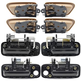 HEDORANCE Exterior & Interior Door Handle Set for Toyota Camry 1997 1998 1999 2000 2001, 8Pcs Beige Black Handles, Replaces# 69220-33040 69210-33040 6927733020 6927833020