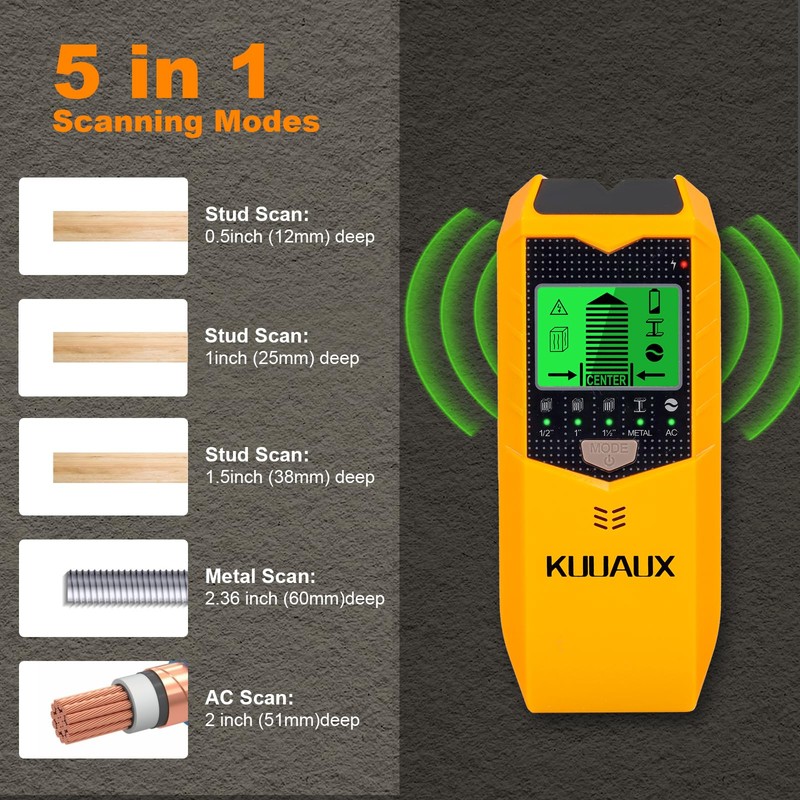 KUUAUX Stud Finder Wall Scanner, 5 in 1 Stud Detector