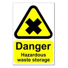 Danger Hazardous Waste Storage Correx Sign Board - 300mm x 200mm x 4mm Safety Sign - Laminated Printed Warning for Industrial, Commercial, and Workplace Use - Clear Hazardous Materials Storage