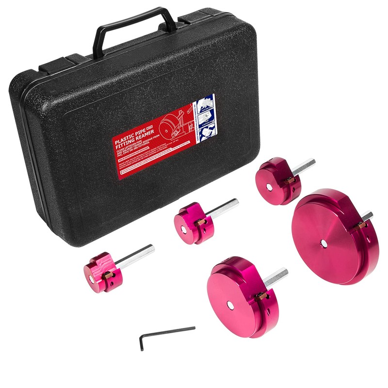 5 Piece Plastic Pipe Fitting Reamer Kit Fit into Standard