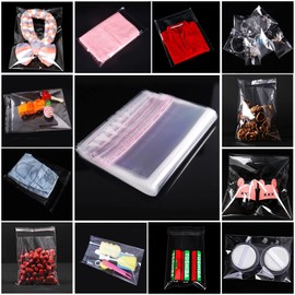 Zydiwo Pack of 300 Transparent Cellophane Bags Sticker Bag Small Plastic Bag OPP for Confetti Jewellery Gift Doll (9 x 22 cm)