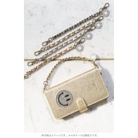 Salon de Alphard Smartphone Strap, Wrist Strap, Short Chain, Leather, Fashionable, Women's, Sparkling, Charm, Four Leaf Clover, Good Luck, Pink, Mother's Day, Present