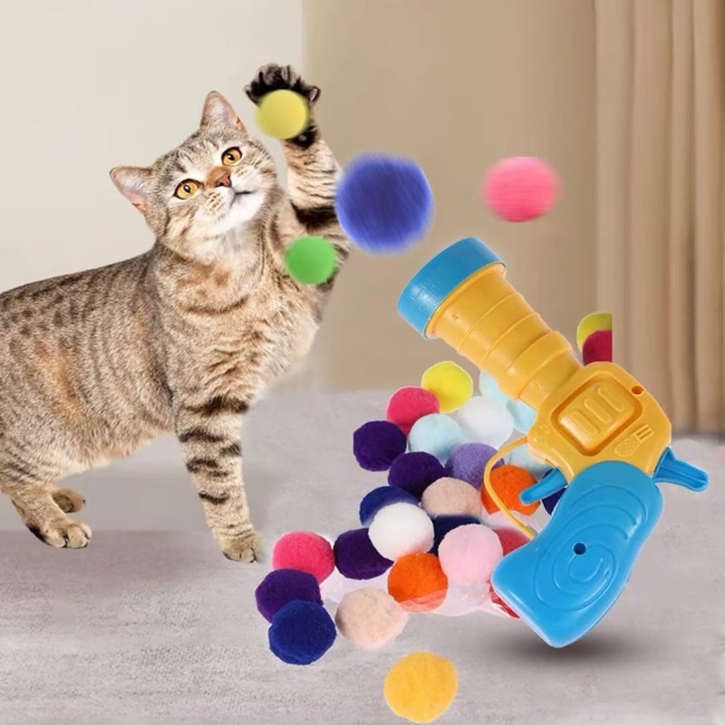 Cat Toy, Cats, Toy, Ball, Mixed Colors, 1 Ball Launcher,