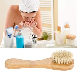 Cepillo Facial, Cepillo Manual De Limpieza Facial con Mango De Madera, Cerdas Naturales, Cepillos Faciales Exfoliantes para Cepillado Y Cepillado En Seco Adecuados para Hombres Y Mujeres