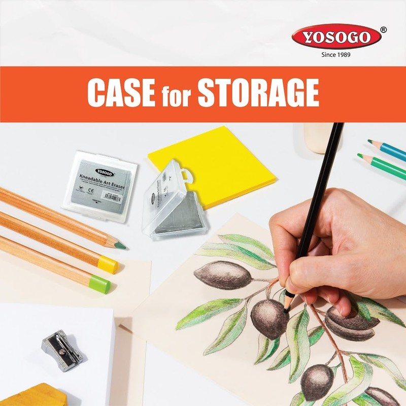 Yosogo Kneadable Art Eraser with Case (Pink and Blue, 2