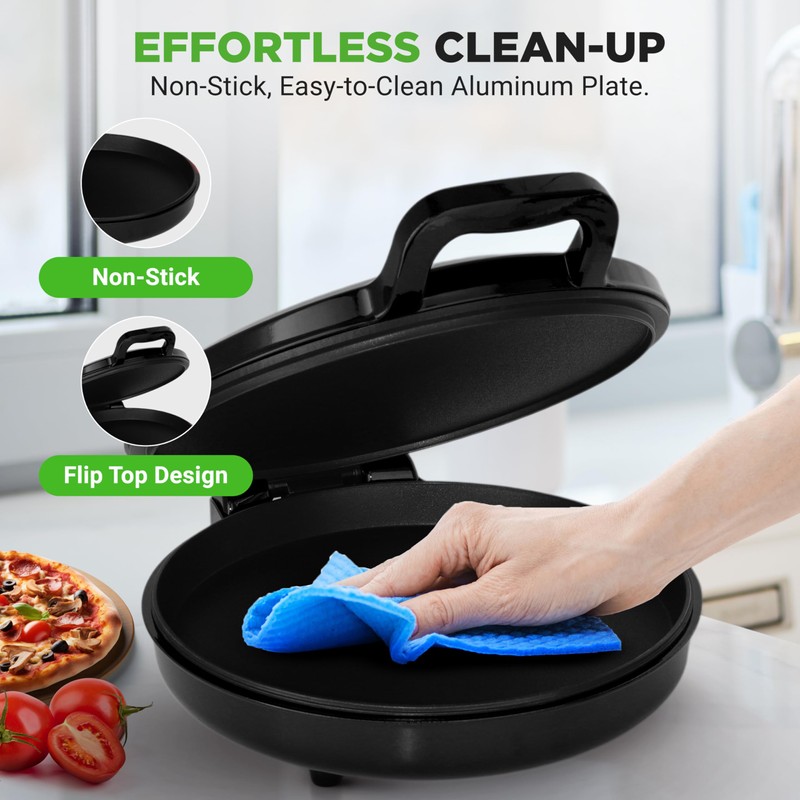 NutriChef Countertop Pizza Maker | 1500W Non-Stick Electric Pizza Cooker