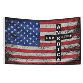 God Bless America Flag 3x5 ft, Double Sided Patriotic Usa Military Flag with Jesus and Cross for Outdoor House Yard Decorations, Patriotic Flag, Christian Gifts