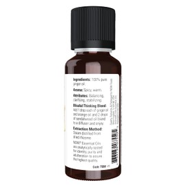 NOW Essential Oils, Ginger Oil, Spicy Aromatherapy Scent, Steam Distilled, 100% Pure, Vegan, Child Resistant Cap, 1-Ounce