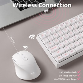 darkFlash Wireless Mechanical Keyboard and Mouse for Office, 106 Keys Full-Size Keyboard and Mouse Combo, Linear Red Switches for Windows/Mac Computer Office Desktop Laptop, White(GK104)