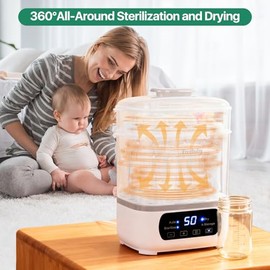 Freebaby Baby Bottle Steamer and Dryer, All-in-One Sterilizer and Dryer for All Baby Bottle, Bottle Sanitizer for Pacifiers&Breast Pump Parts, 8 Bottl