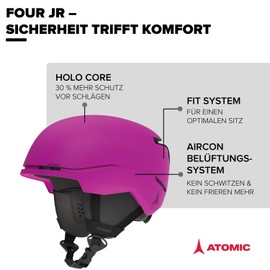 ATOMIC Four JR Ski Helmet for Children and Teenagers – Pink – Size XS – Maximum Safety Against Impacts – Innovative Ventilation System – Head Circumference 48-52 cm