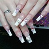 24 PCS Press on Nails Pink 3D Kitty Cat Fake