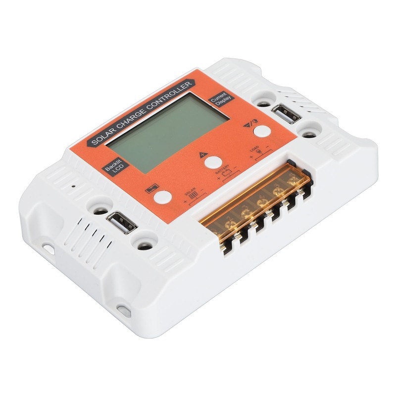 Solar Charge Controller LCD Backlit Display Memory Function Dual USB