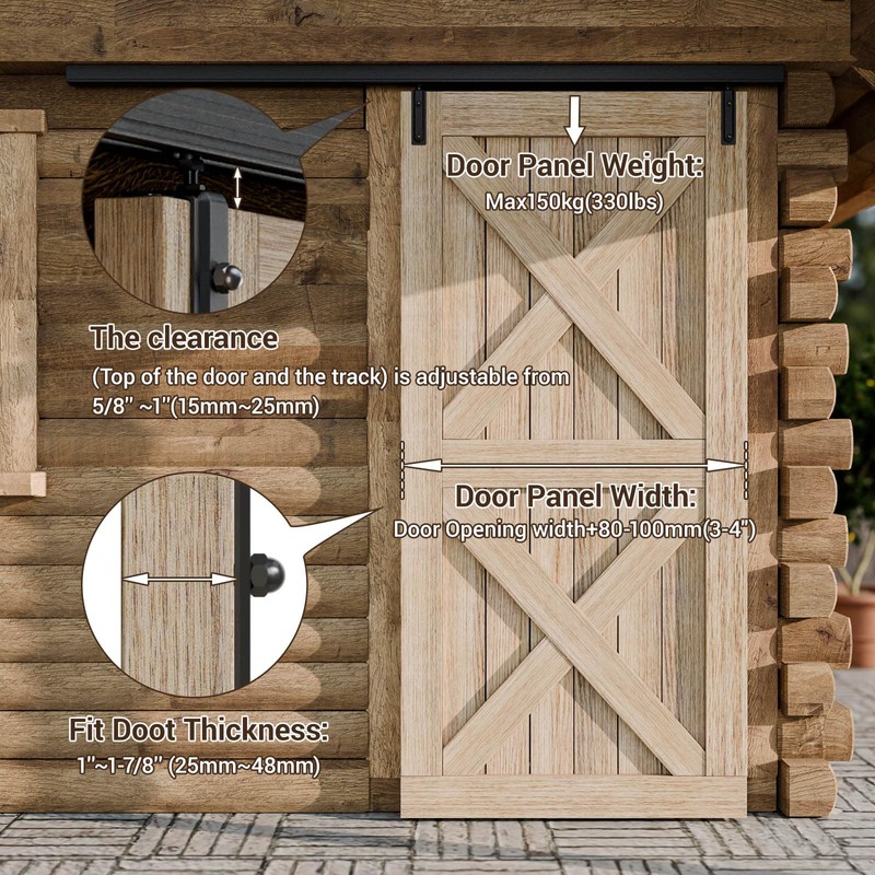 TOPCCJHHD 6.6FT/80'' Box Rail Sliding Barn Door Hardware Kit Ceiling