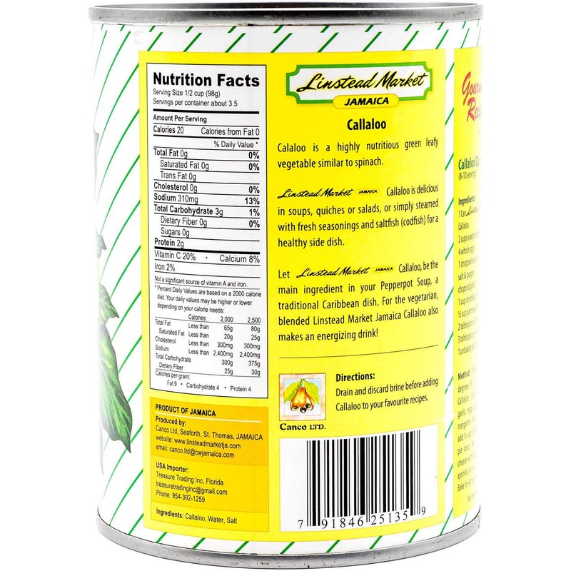LinsteadMarket Jamaican Spinach, Oz Callaloo 19 Ounce