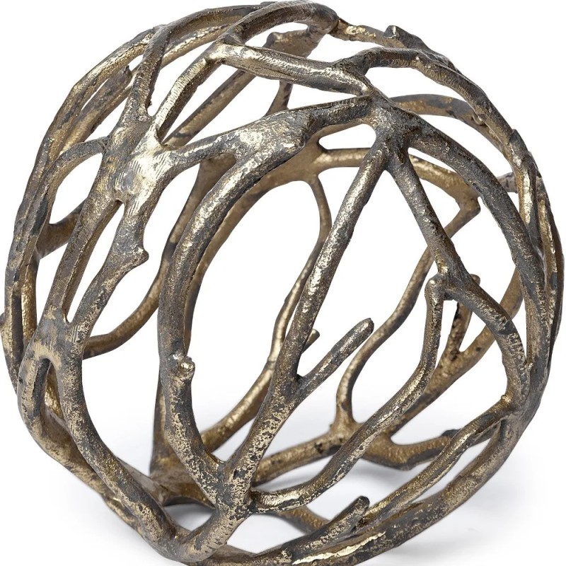 Homeroots Gold Metal Tree Branch Sculpture