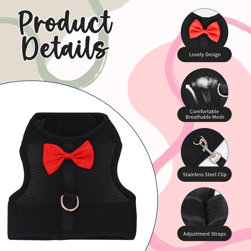 AIITLE Rabbit Harness and Leash Set with Cute Bow, Soft