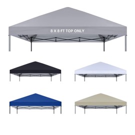 8x8 Canopy Replacement Top Only,Waterproof Pop Up Canopy Tent Top Replacement Cover Roof with Windproof Ropes for Straight Leg Frame, 420D Polyester for Outdoor Garden Pavilion Sun Shade(Gray)