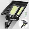 intelamp Solar Street Lights Outdoor Waterproof 3000LM 12500mAh Dual Motion Sensor Dusk to Dawn Security Light, Adjustable 240° Wide Angle Solar Flood Light Outside with Remote for House Yard Garden | intelamp