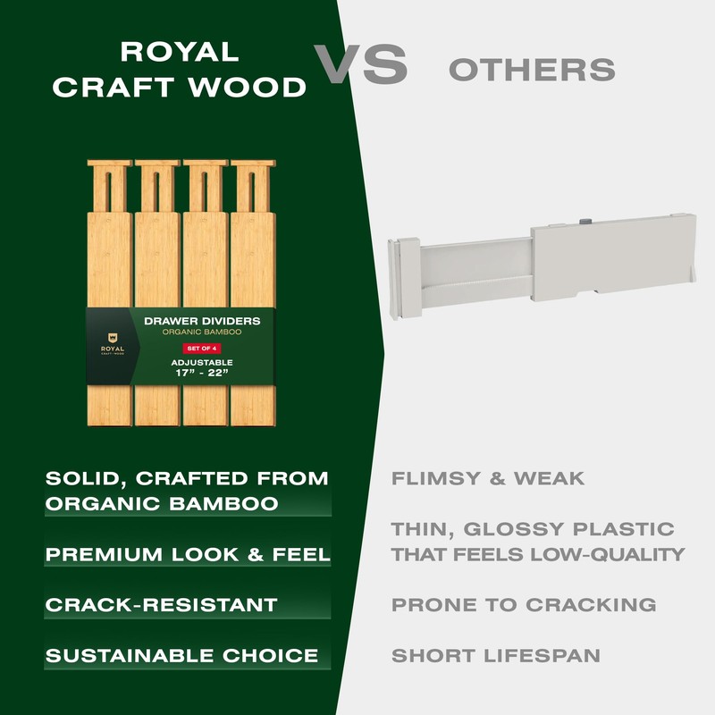 ROYAL CRAFT WOOD Adjustable Bamboo Drawer Dividers