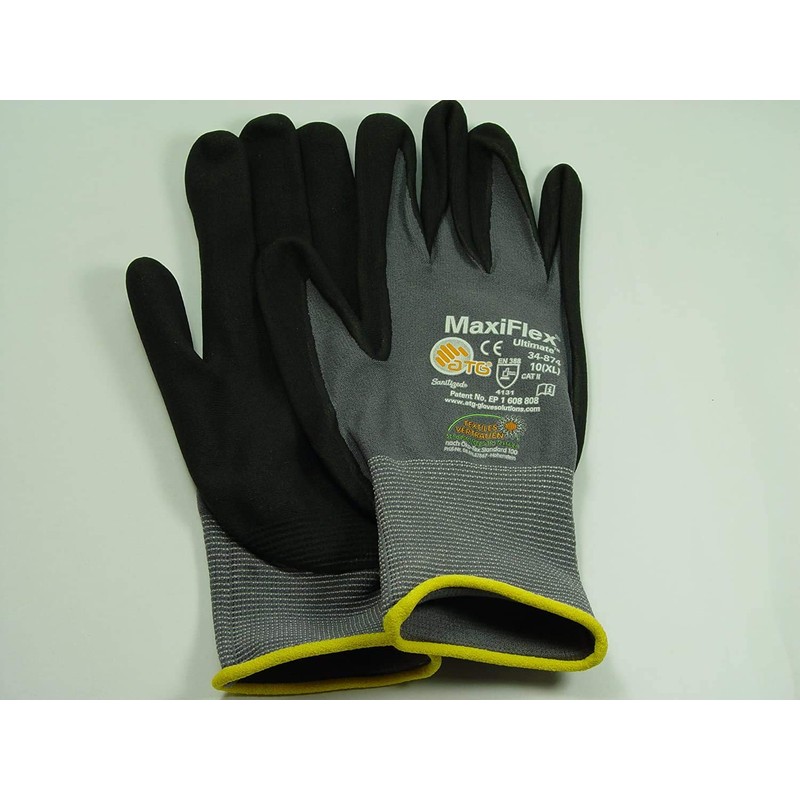 2 Pair MaxiFlex Ultimate nitrile foam palm coated work gloves,