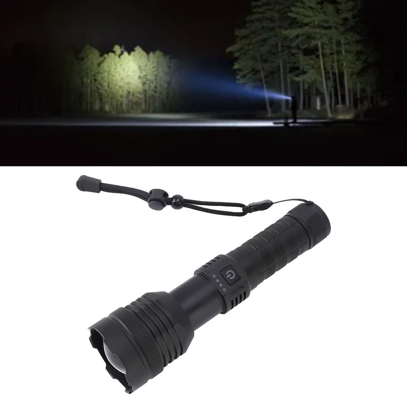 Super Bright Flashlight 30000lm Zoomable 2000m Range Support Power Output
