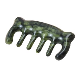 TOVINANNA Green Jade Bear Shaped Hair Scalp Comb Handheld Guasha Tool for Massage and Scraping Scalp Massager for Improved Circulation and Hair Care Deep Green Jade Scratcher for Morning and