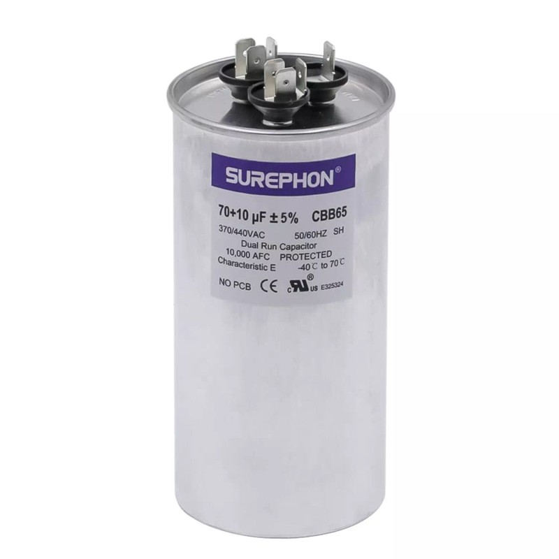 SUREPHON CBB65 70/10 uF 70+10 MFD 370V or 440 Volt