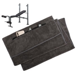 Fitness Towel 120 x 50 cm - Gym Towel, Sports Towel Gym - Microfibre Towels with Zip Pocket and Attachment Hood for Sports, Yoga, Relaxation and Outdoor Use (Grey)