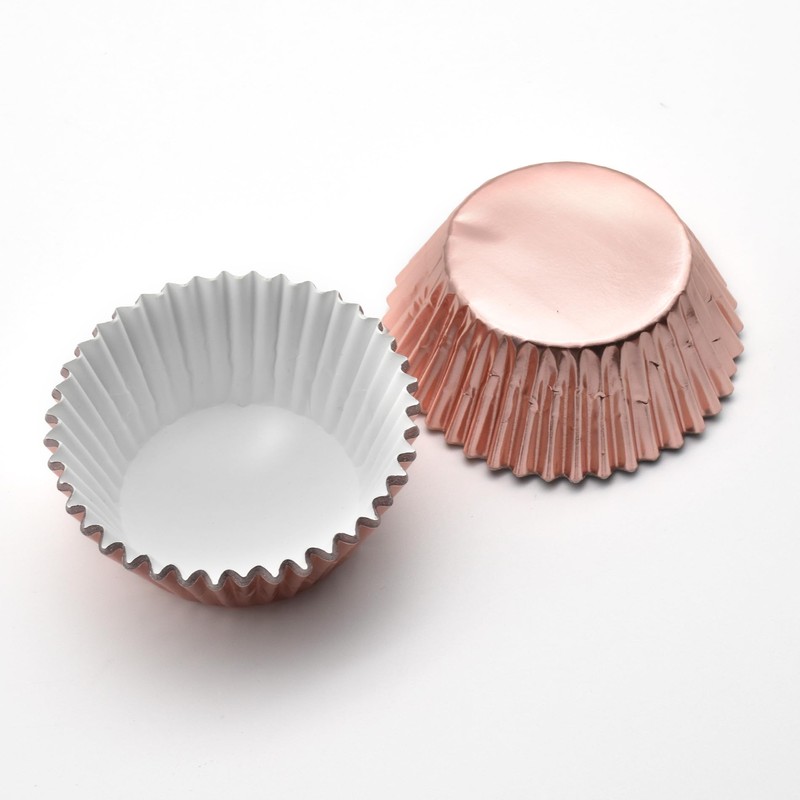 200 Pcs Rose Gold Foil Cupcake Liners Standard Baking Cups
