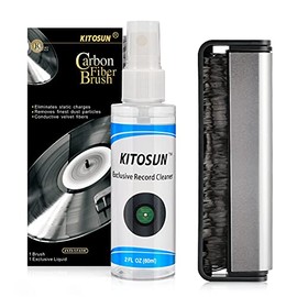 Record Cleaning Kit Kitosun Record Cleaner Fluid 30ml and Anti-Static Carbon Fiber Record Brush Set Perfect Solution to Keep Great Sounding for LP Vinyl Records