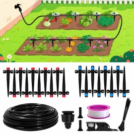 50FT Drip Irrigation System, 2025 Quick Connector Garden Irrigation System, Adjustable Nozzle, Garden Watering System with 1/4 '' Pipe, Garden, Vegetable, Greenhouse, Lawn Sprinkler