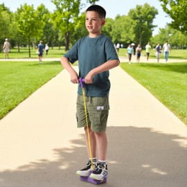 Relaxdays Pogo Jumper for Kids, Up to 80 kg, Bouncy Toy, Outdoor, Bungee Hopper, with Squeaker, Foam, Purple