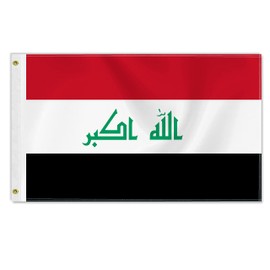 Large Iraq Flag,3x5 FT Iraqi 75D Outdoor Banner,Irak Decor for Garden Yard Car Truck with Brass Grommet