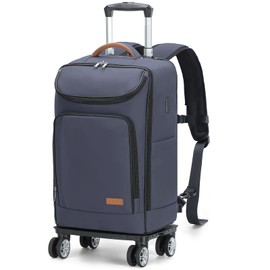 Lekebobor Travel Rolling Backpack, 18 inch Waterproof Bag with 360° Wheels for 15.6" Laptop, Convertible Airline Approved Travel Back Pack for Men & Women, Business, Commuter