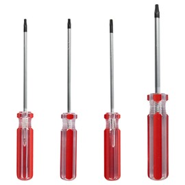 bociloy 4Pcs Magnetic Torx Screwdrivers Set with Comfortable Handle, Security Tamper Proof Screwdriver Set, (T8,T9,T10,T15), Red