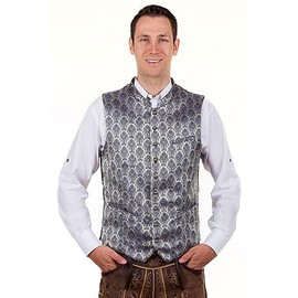 Mario Elegant Costume Gilet Silver Grey/Dark Blue with Elegant Pattern Size 46-66, silver grey