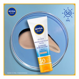 Protector Solar Facial NIVEA SUN Control Brillo Tono Medio, Cobertura de larga duracin FPS50 50ml                                                     
