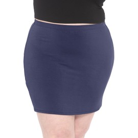 Minifalda básica de algodón suave y elástica para mujer, talla S - 5X, Azul marino, X-Large