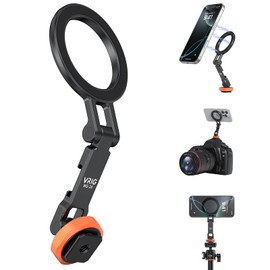 VRIG MG-28 Magnetic Phone Tripod Mount,1/4" Thread Cold Shoe 360° Rotation,for iPhone16 15 14 13 12 Pro Max Plus Series,Magnetic Ring Compatible with All Phones