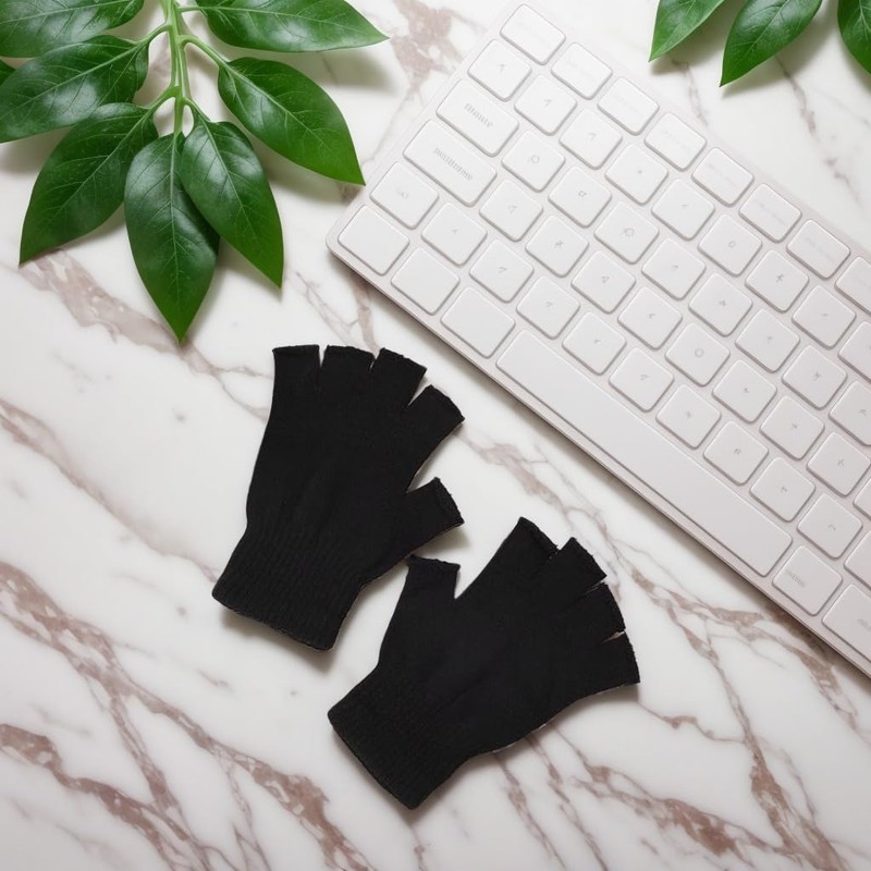 COCELERYRE 4 Pairs Winter Half Finger Gloves Warm Fingerless Gloves