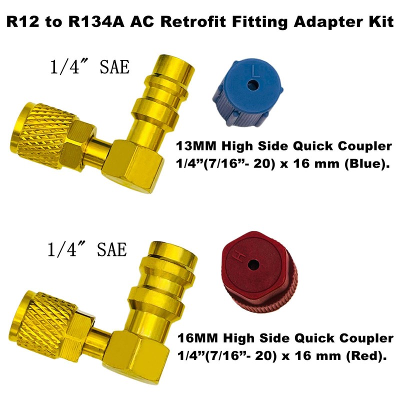 R12 to R134A AC Fitting Conversion Adapter Kit, R12 to